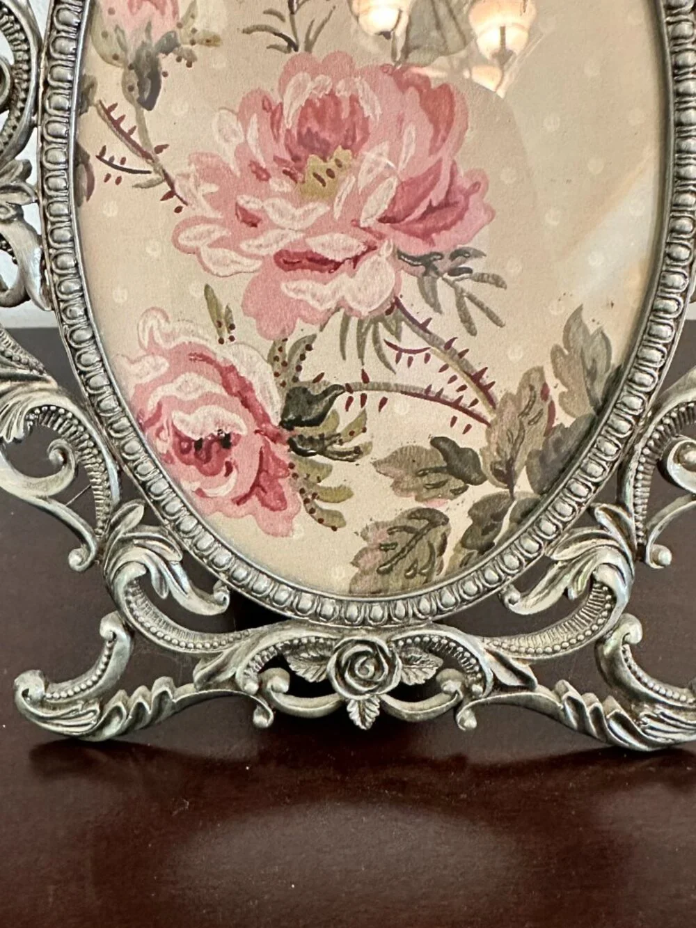 Vintage Oval Ornate Easel Picture Floral Frame Rococo